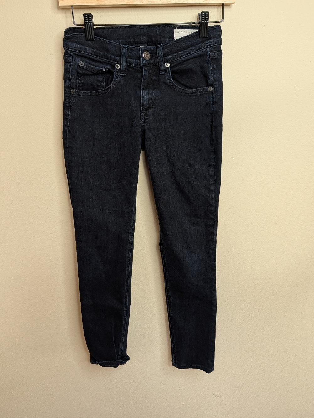Rag & Bone JEAN Size 24‎ Coal Black Skinny Jeans Low Rise Ankle W1502K520